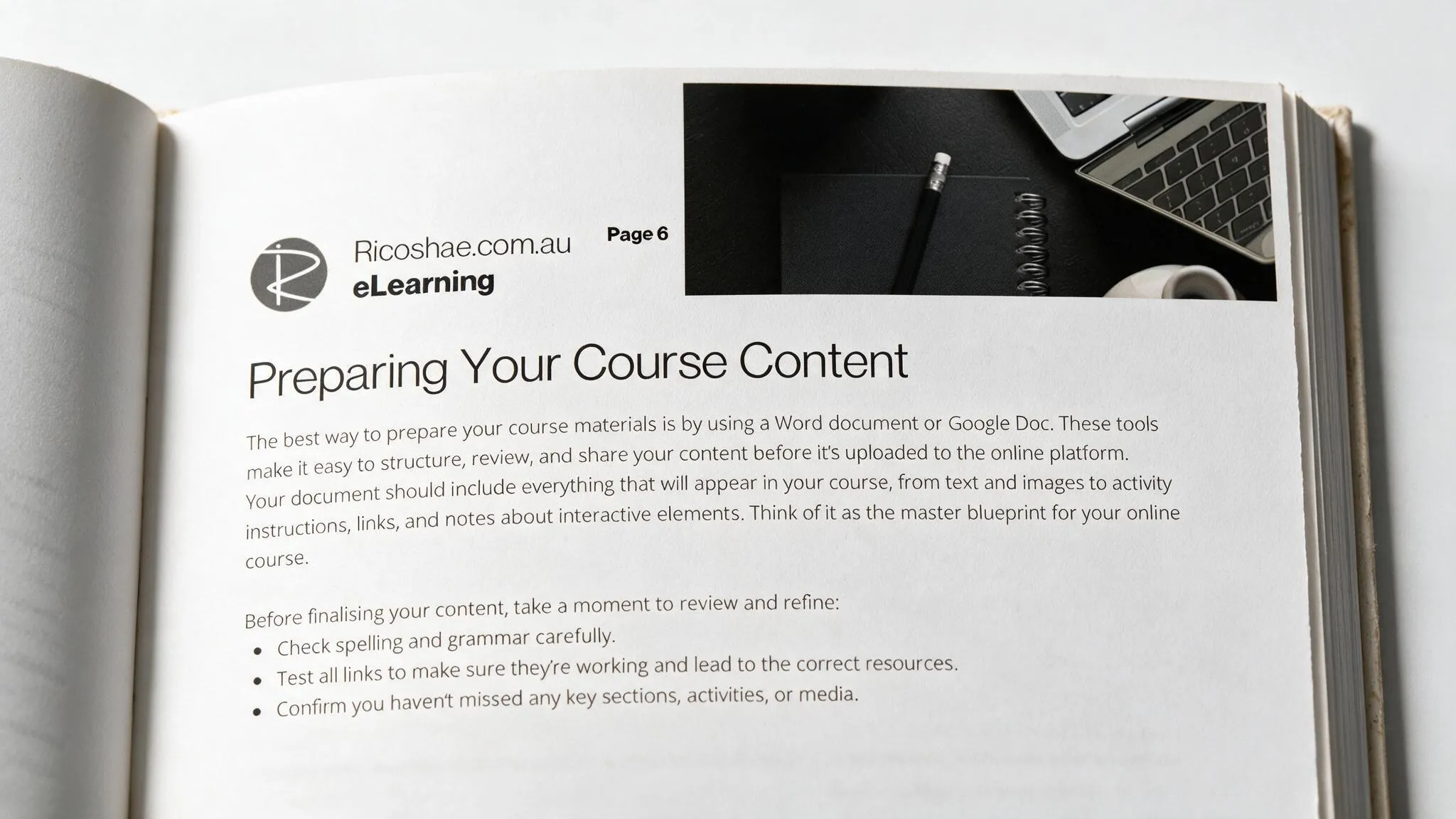 Preparing Your Course Content - Ricoshae